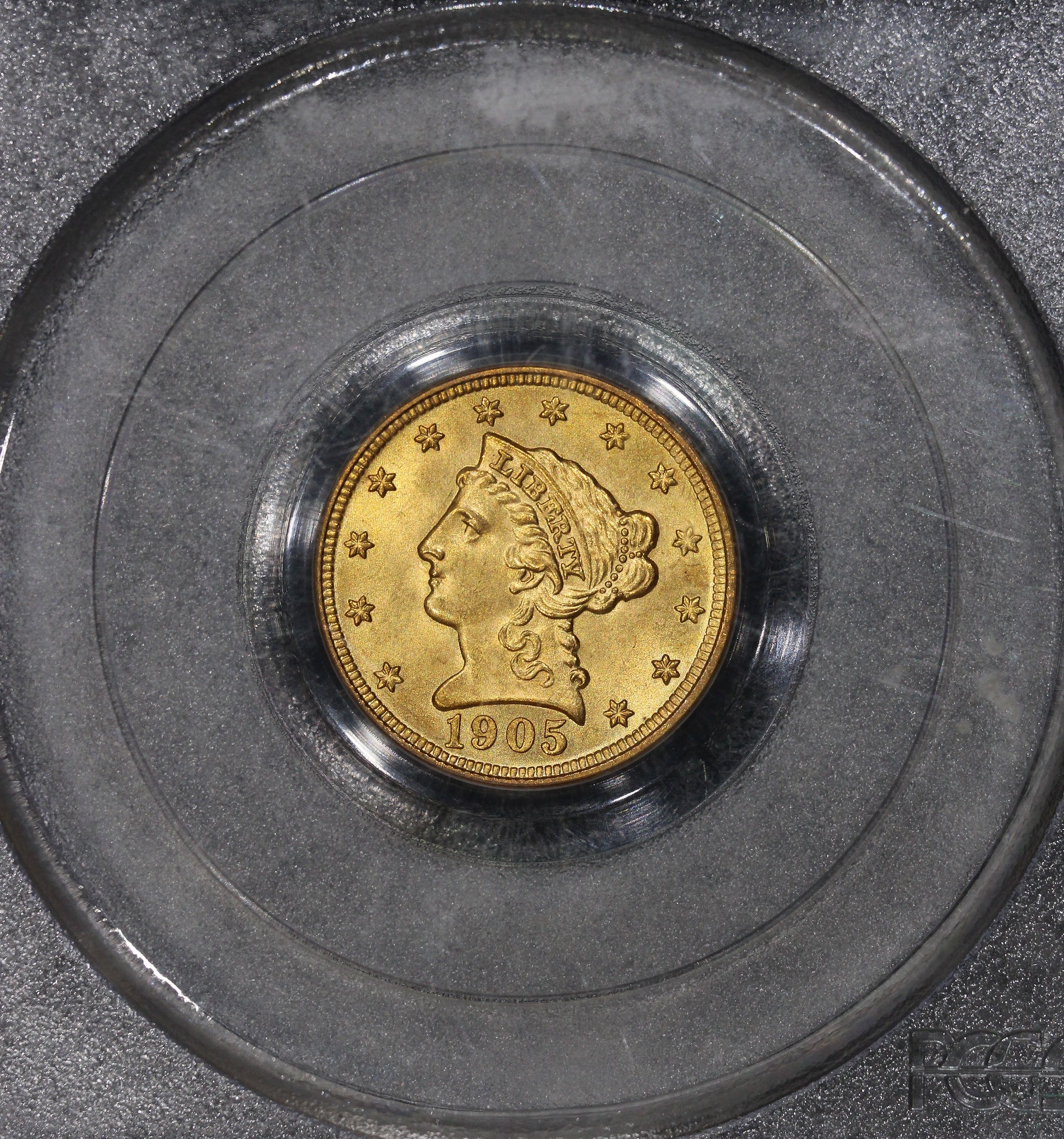 1905 (MS63 GOLD CAC) $2.50 Liberty Head Gold Quarter Eagle $2.5 PCGS OGH