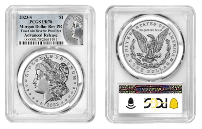 2023-S (PR70) Two Coin Set Reverse Proof $1 Morgan & Peace Advanced Release PCGS