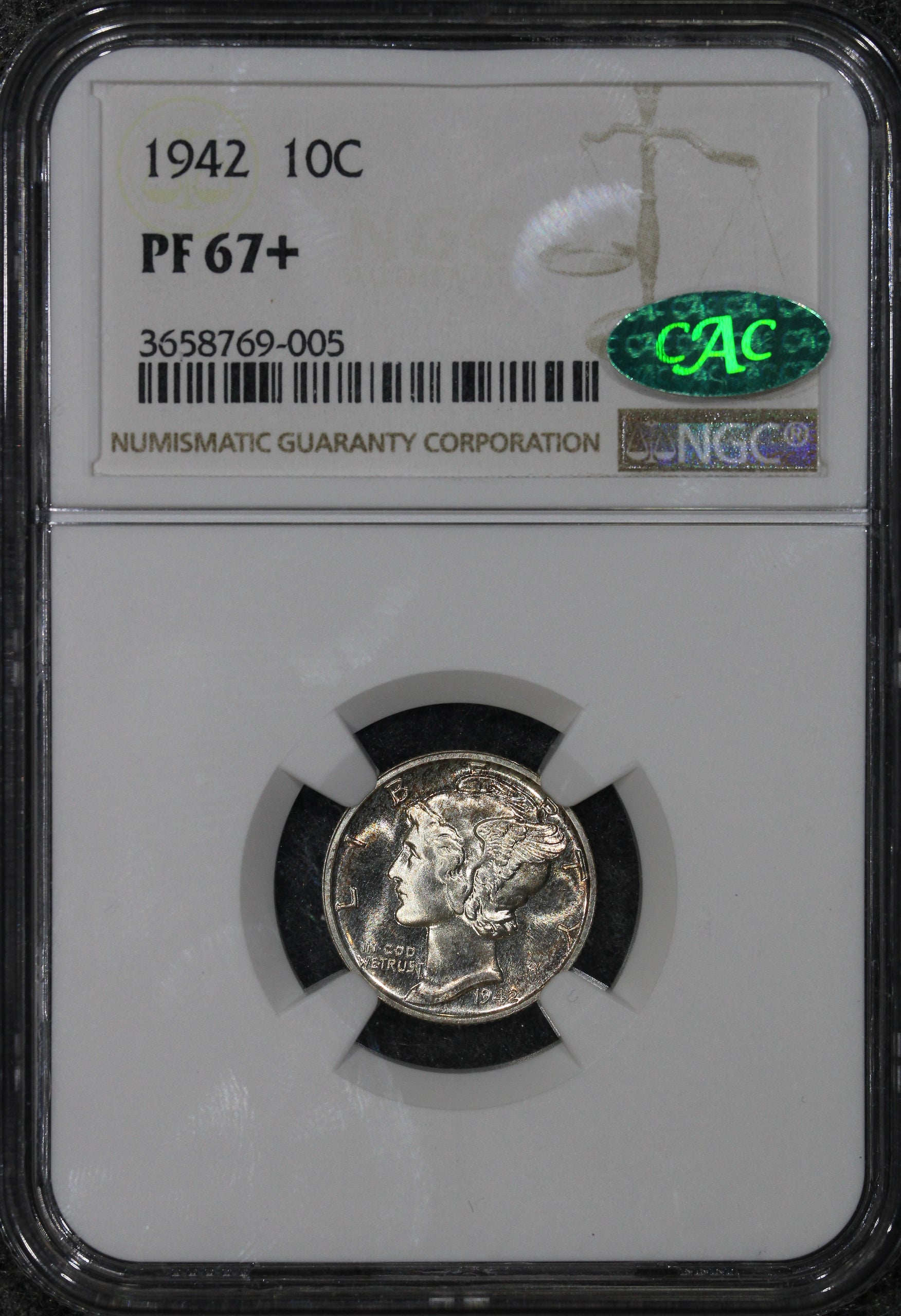 1942 (PF67+ CAC) Proof Mercury Dime (Plus Grade) 10c NGC