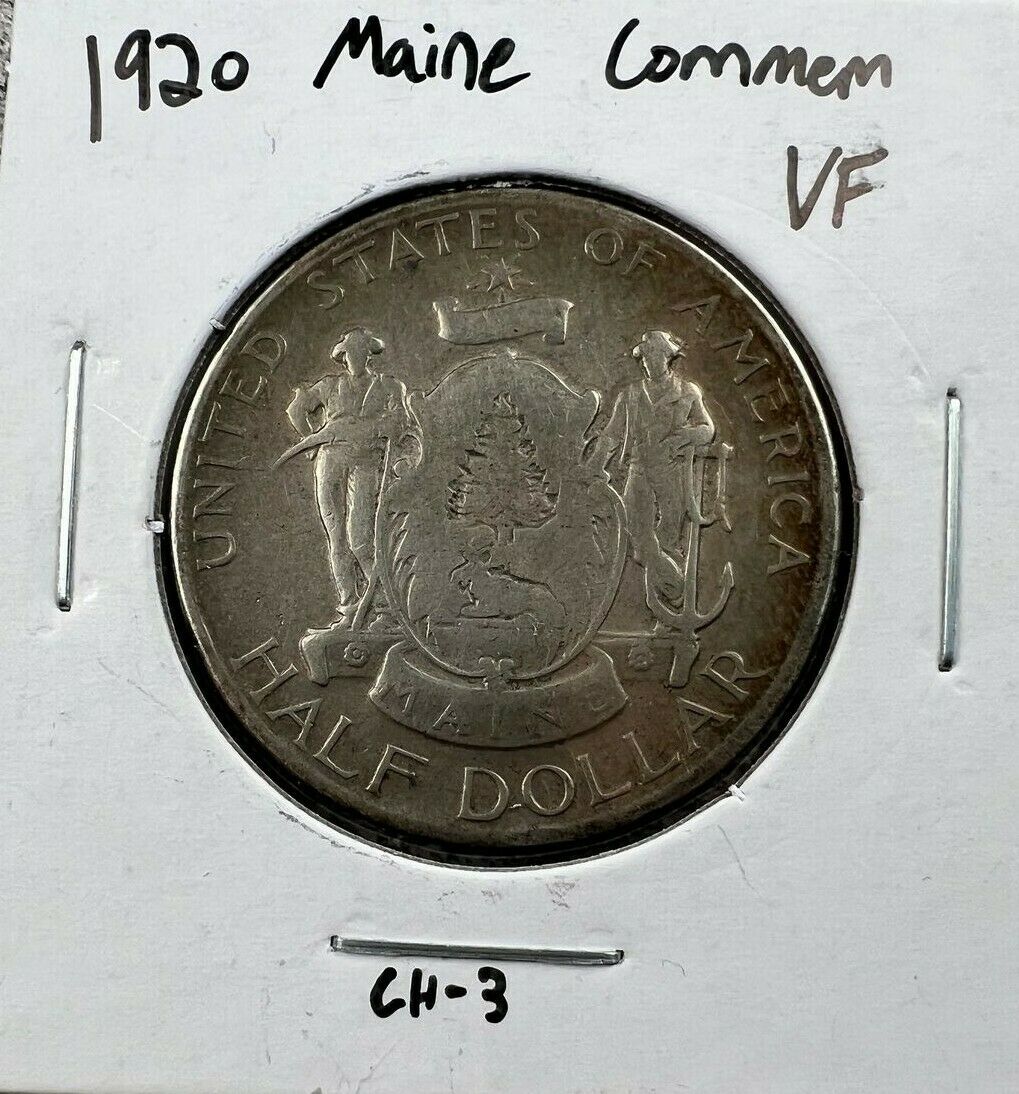 1920 (VF/XF) Maine Commemorative Silver Half Dollar - Commen