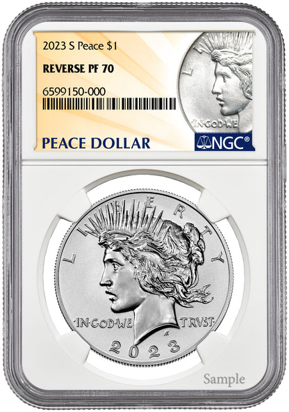 2023-S (PF70) Two Coin Set Reverse Proof $1 Morgan & Peace Silver Dollar NGC