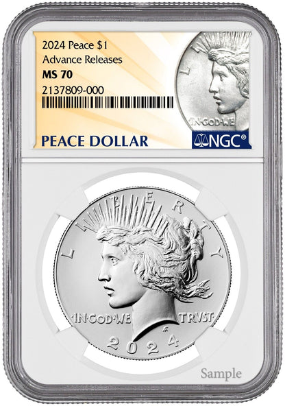 2024-P (MS70) Morgan & Peace Silver Dollar (2 Coin Set) Advanced Release AR NGC