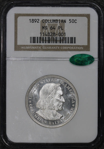 1892 (MS64 PL CAC) Columbian Commemorative Half Dollar 50c NGC - PROOFLIKE