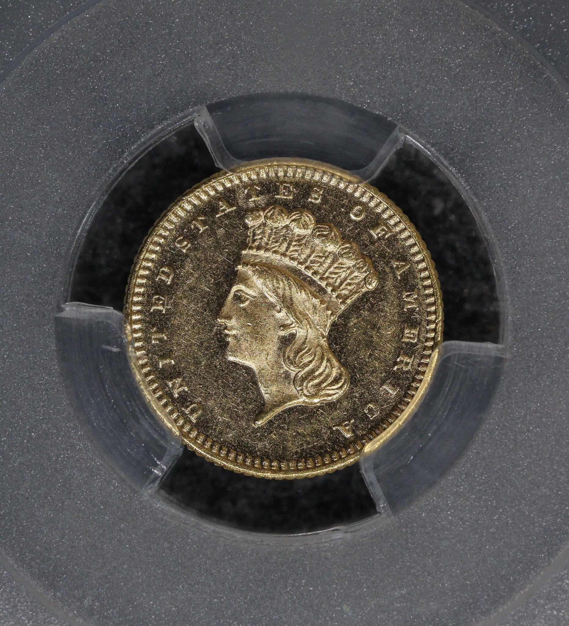 1873 Closed 3 (MS62 PL) Prooflike $1 Indian Head Type III Gold Dollar PCGS