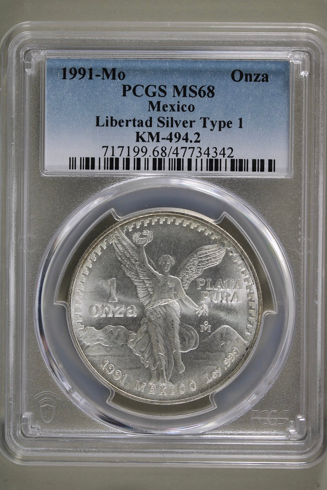 1991-Mo Mexico 1 Onza Libertad Type 1 PCGS MS66