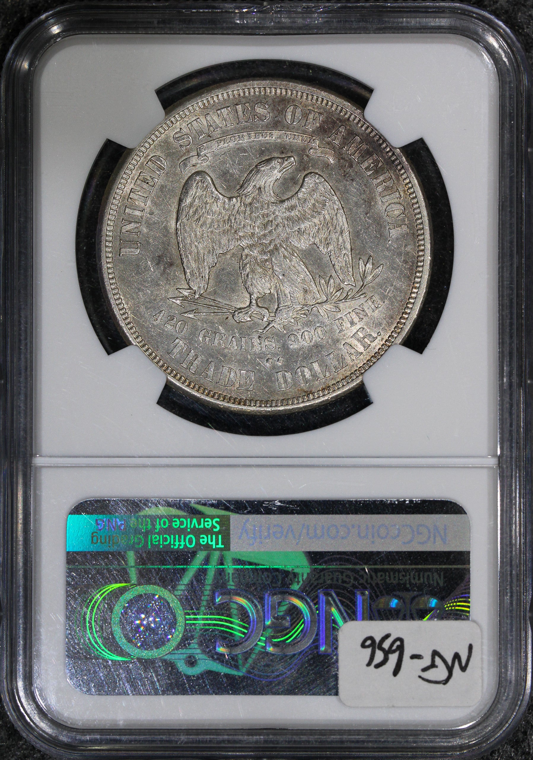 1873-CC (AU58) $1 Trade Silver Dollar NGC