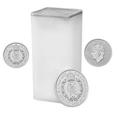 (Tube of 25)Britain 2023 1 oz 2£ Silver Coronation Royal Cypher King Charles III