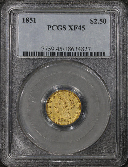 1851 (XF45) $2.50 Liberty Head Gold Quarter Eagle $2.5 PCGS