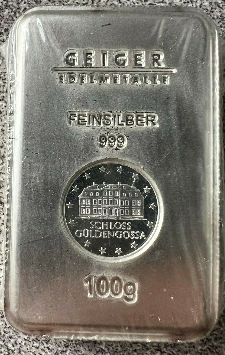 Geiger Edelmetalle Silver 100 Gram Bar 0.999 Fine 100g