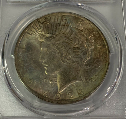 1923 (MS63) Peace Silver Dollar PCGS Graded Coin Toned 1923-P