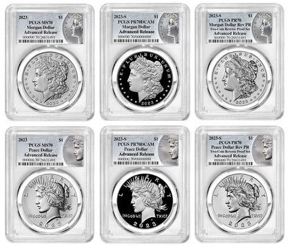 2023 (P, S) Six Coin Set $1 Morgan & Peace Advanced Release PCGS