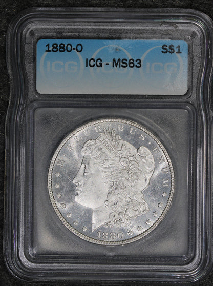 1880-O (MS63) $1 Morgan Silver Dollar ICG