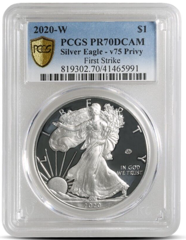 2020-W V75 (PR70DCAM) Proof Silver Eagle PCGS First Strike FS - End World War II