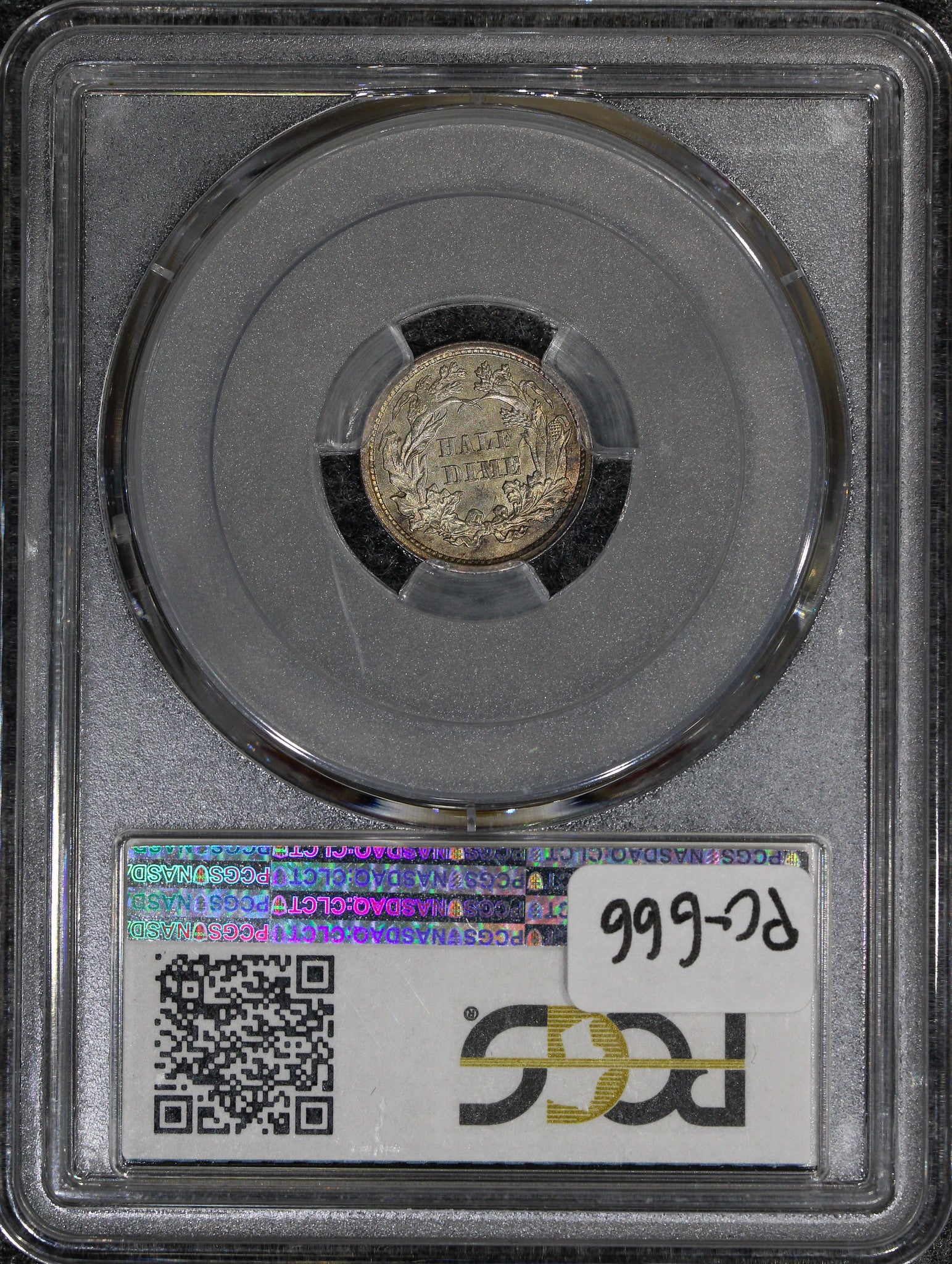 1861/0 (MS65) Seated Liberty Half Dime H10c Overdate PCGS