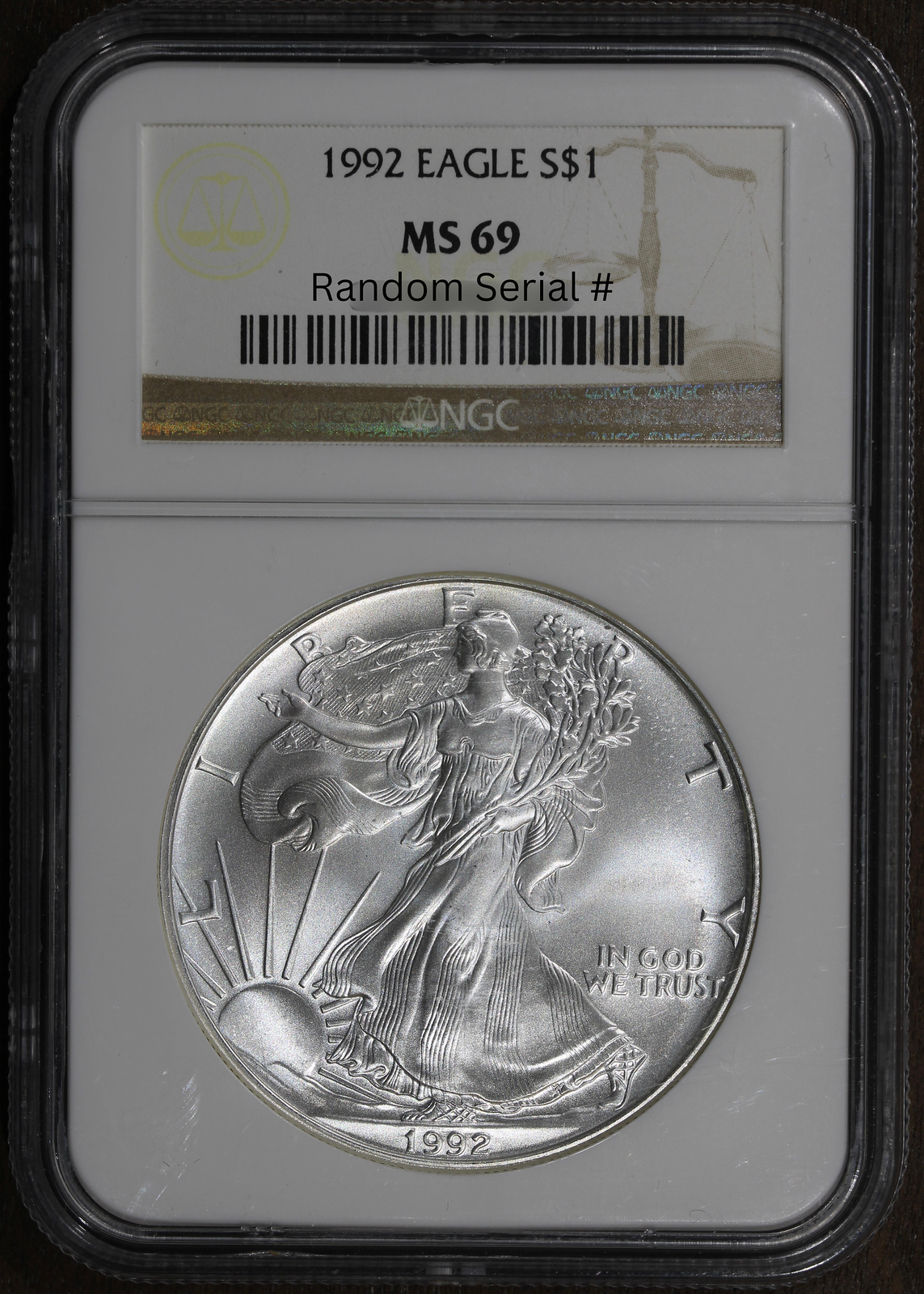 1992 (MS69) American Silver Eagle $1 ASE NGC