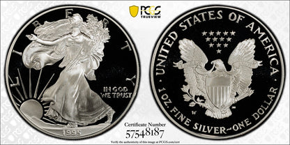 1995-W (PR70 DCAM) Proof American Silver Eagle $1 ASE PCGS - KEY DATE