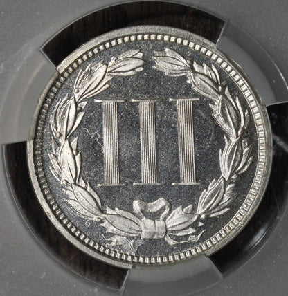 1869 (PR66+ CAMEO CAC) Three Cent Nickel 3C CACG - Frosty Cameo Surfaces