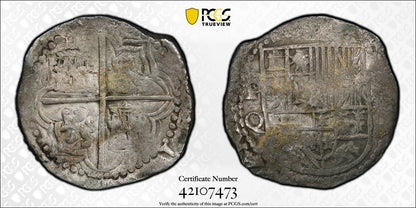 (1612-16) PQ (VF Detail) Boliva Cob Silver 8 Reales 8R PCGS - Damaged Holder