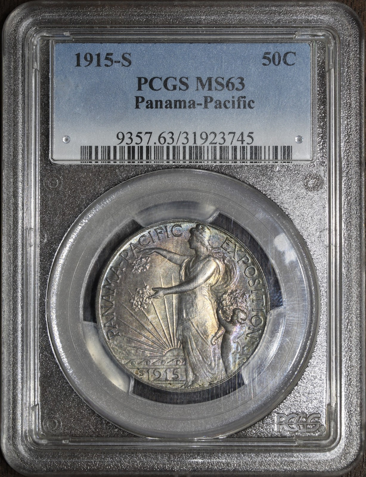 1915-S (MS63) Panama Pacific Commemorative Silver Half Dollar 50C PCGS - Toned