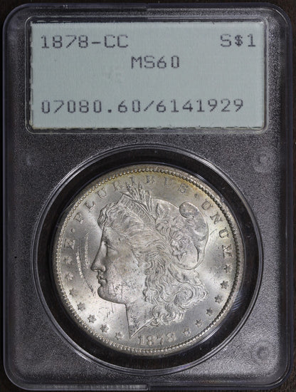 1878-CC (MS60) Morgan Silver Dollar $1 PCGS OGH Rattler - Carson City