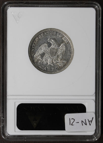 1861 (AU53) Seated Liberty Quarter 25C ANACS Soapbox - Better Date