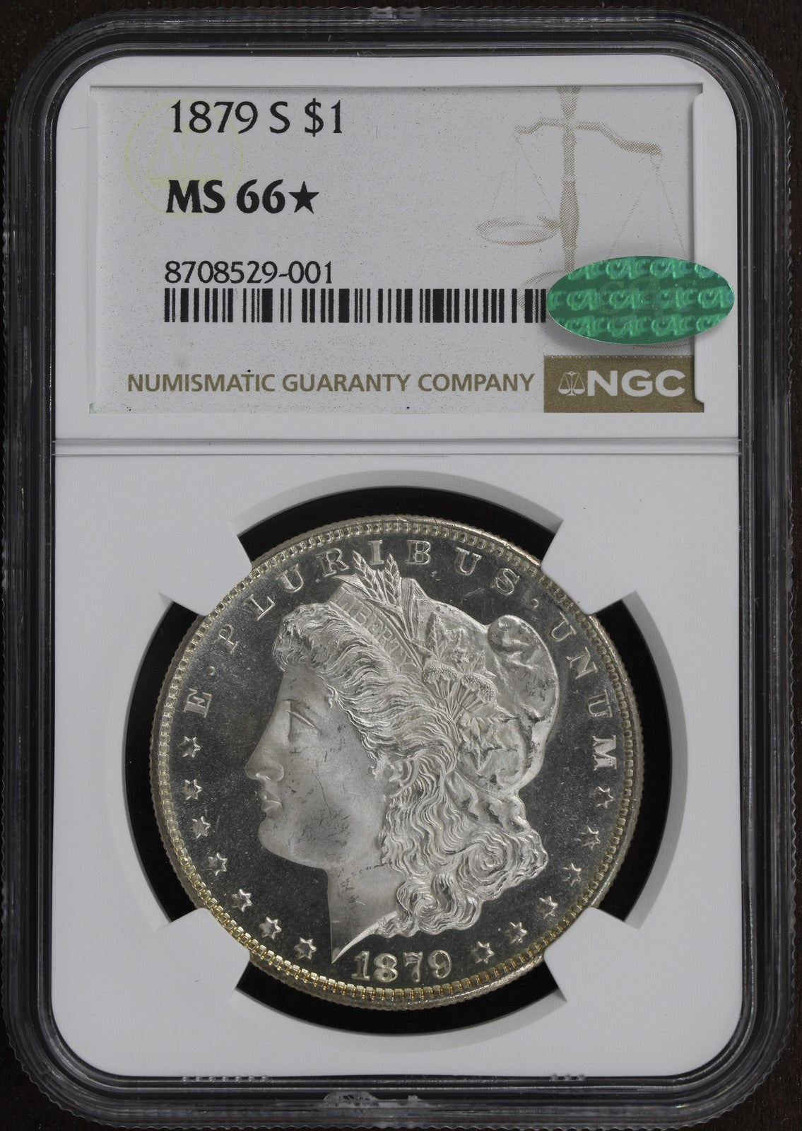 1879-S (MS66* STAR CAC) Morgan Silver Dollar $1 NGC - DMPL Obverse