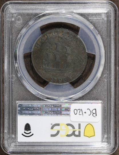 1893/2 (XF45) Washington Ship Halfpenny 1/2P PCGS - Colonial