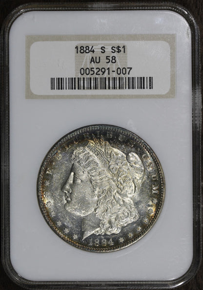 1884-S (AU58) Morgan Silver Dollar $1 NGC Fatty - Proof-Like Surfaces