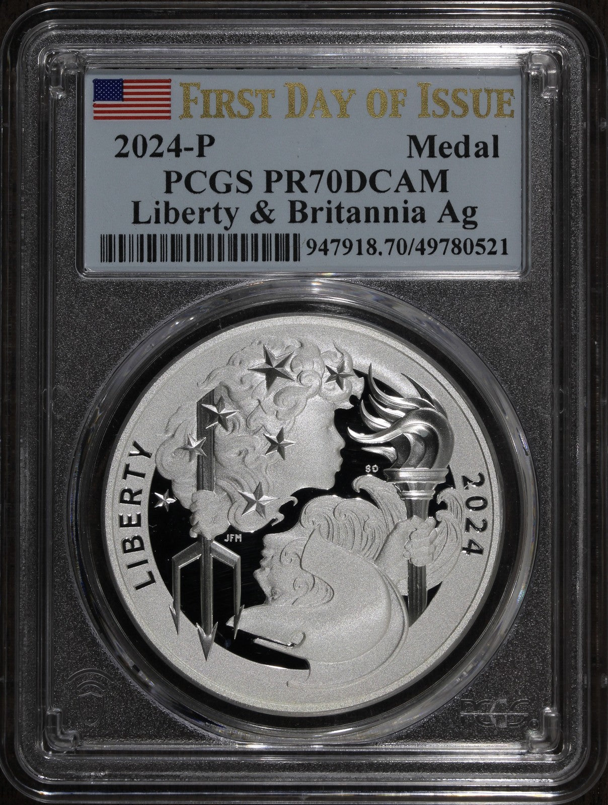 2024-P and 2024-W (PR70) 2 Coin Gold and Silver Liberty Britannia Set $100 PCGS