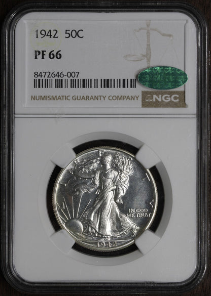 1942 (PF66 CAC) Proof Walking Liberty Half Dollar 50C NGC - Great Contrast