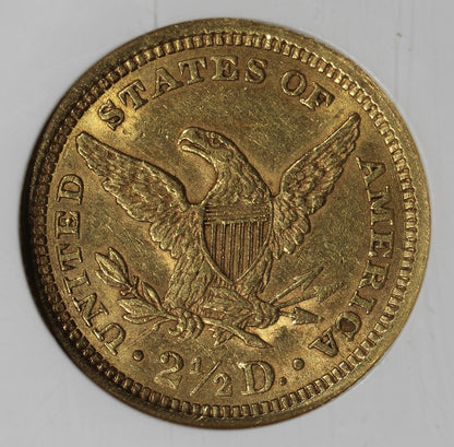 1861 (AU58 CAC) Type 2 Liberty Head Gold Quarter Eagle $2.50 NGC New Reverse
