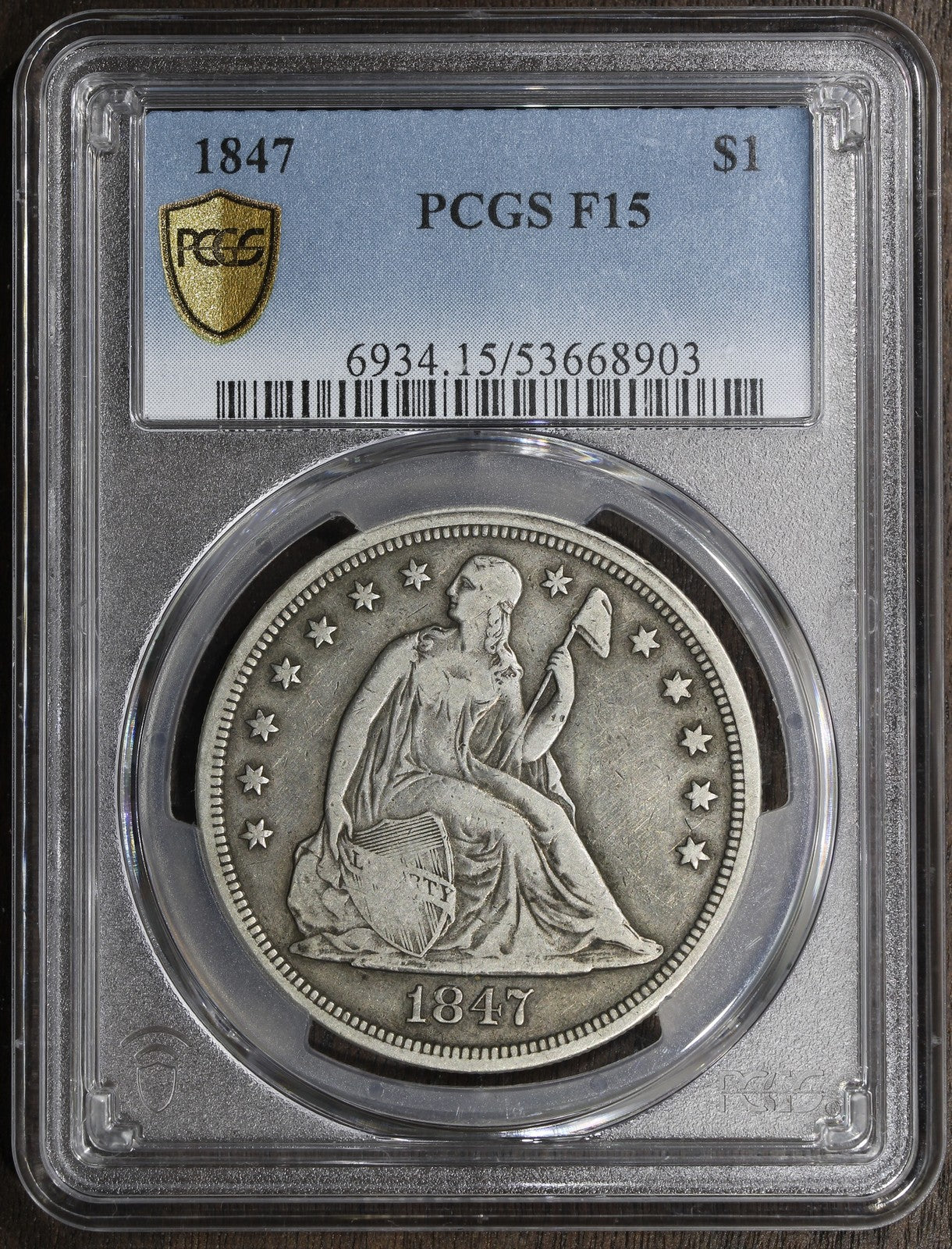 1847 (F15) Seated Liberty Dollar $1 PCGS