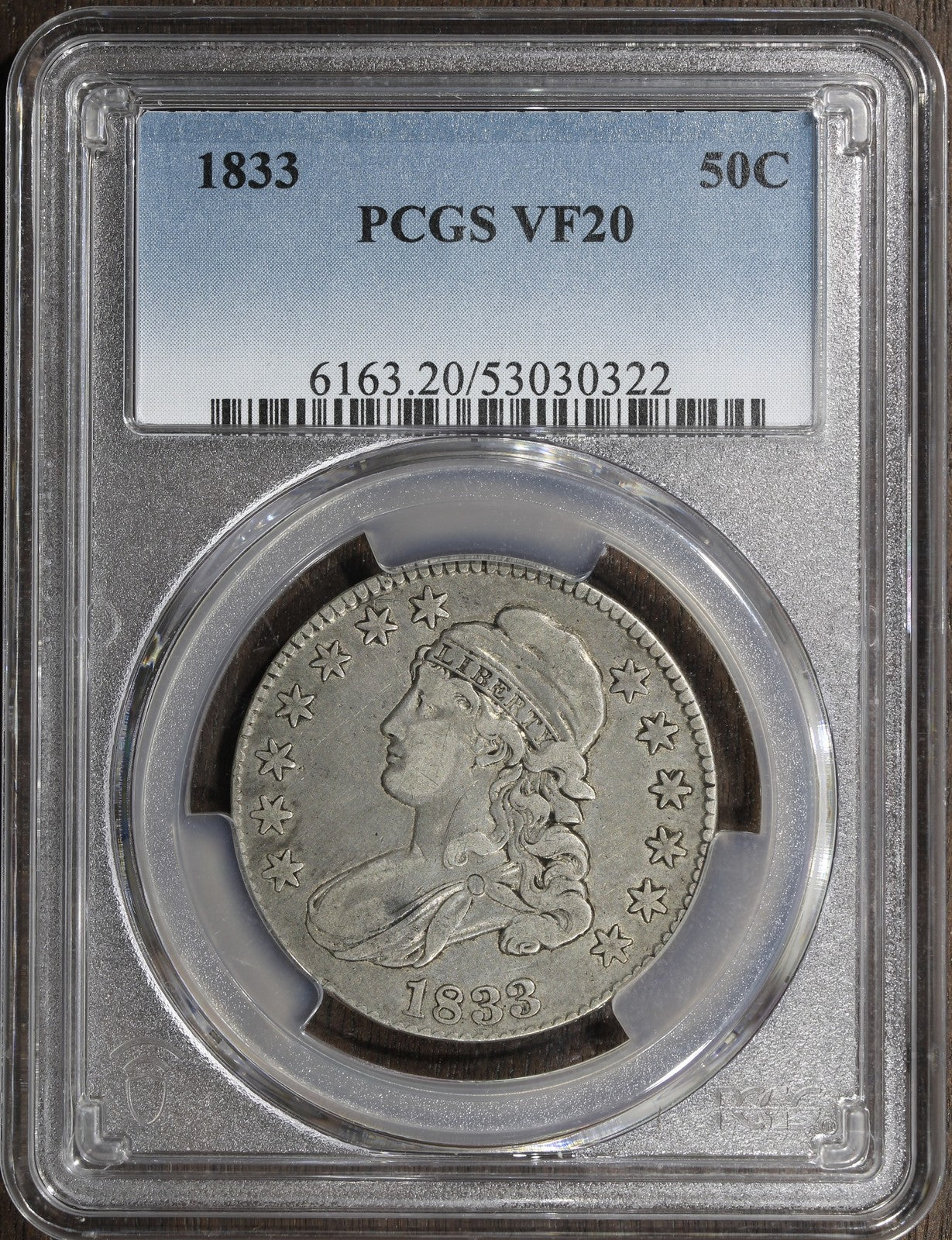 1833 (VF20) Capped Bust Half Dollar 50C PCGS