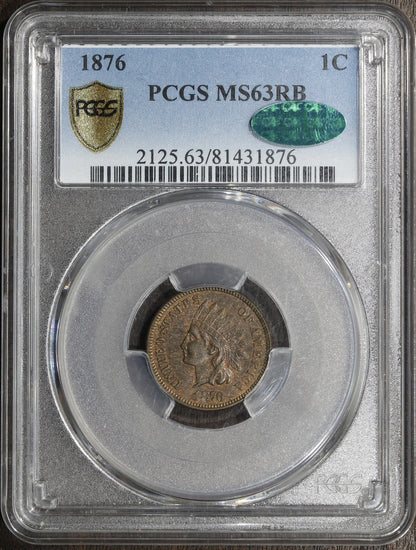 1876 (MS63RB CAC) Indian Head Cent 1C IHC PCGS