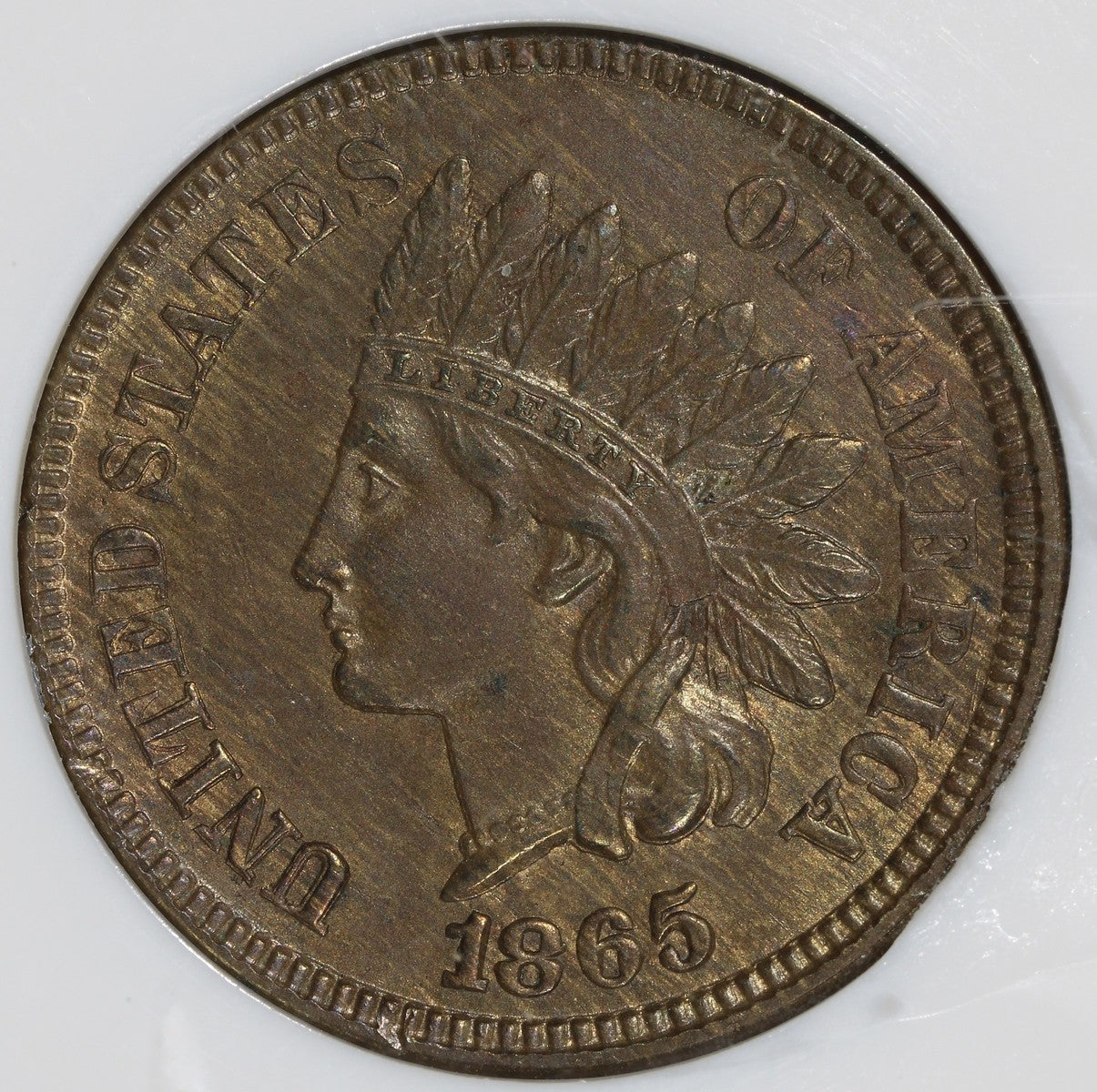 1865 (MS63 BN CAC) Indian Head Cent 1C IHC NGC - Civil War Date!