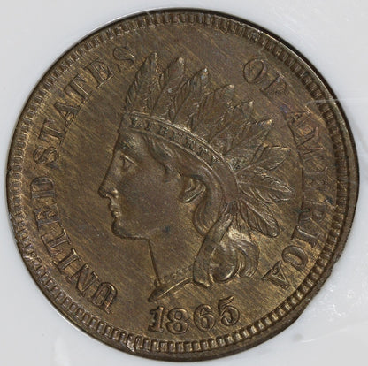 1865 (MS63 BN CAC) Indian Head Cent 1C IHC NGC - Civil War Date!