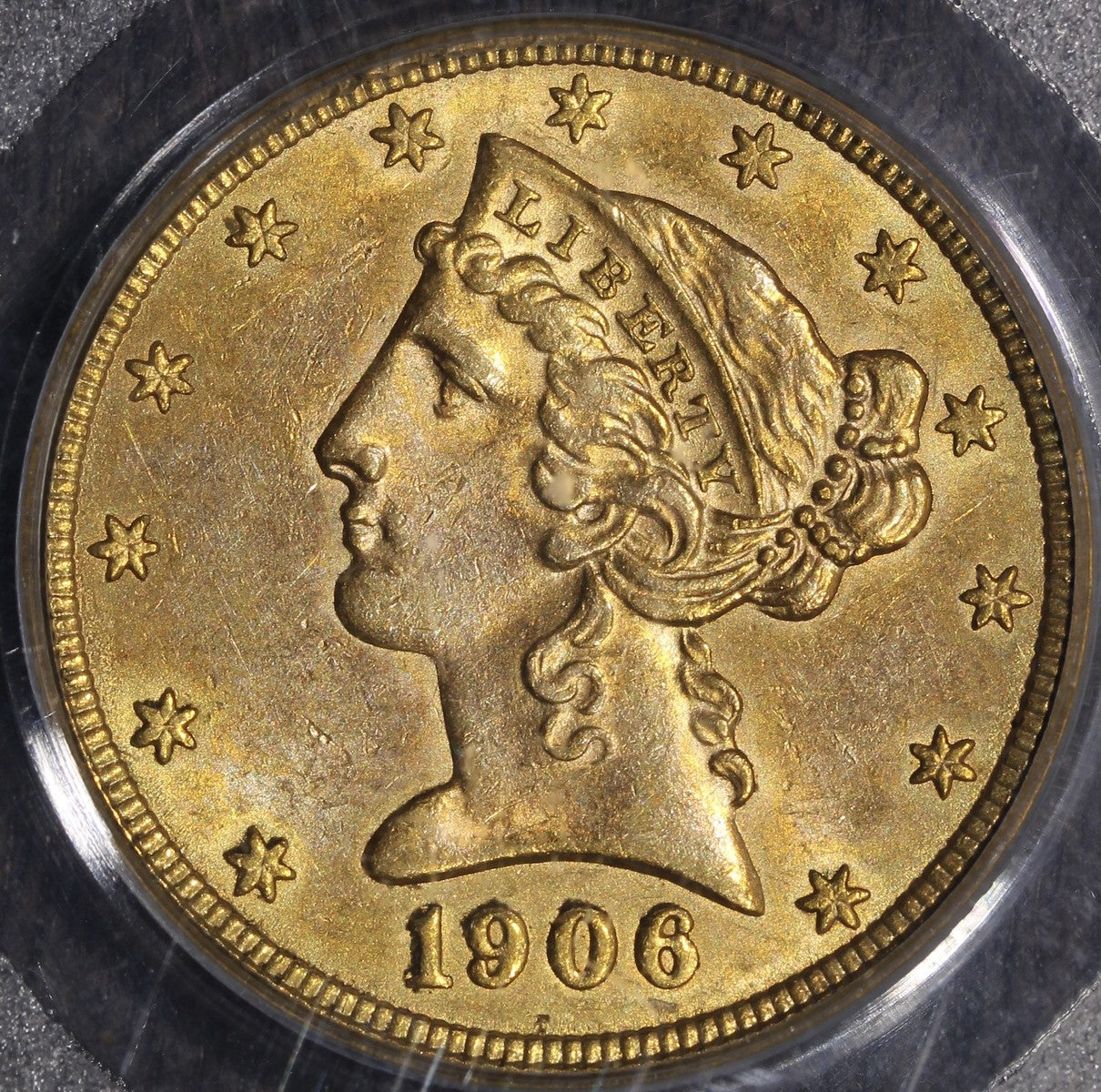 1906 (AU58 CAC) Liberty Head Gold Half Eagle $5 PCGS OGH
