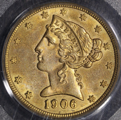 1906 (AU58 CAC) Liberty Head Gold Half Eagle $5 PCGS OGH