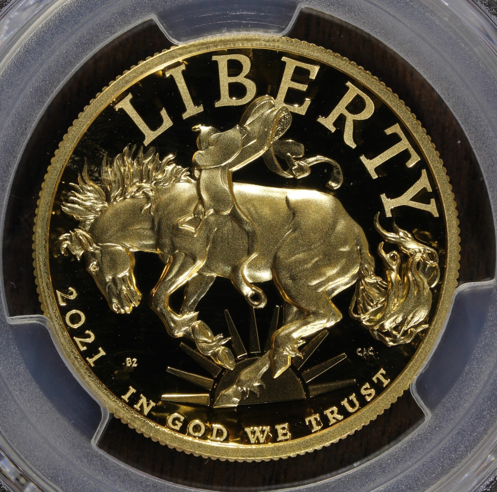 2021-W (PR70) 1 oz High Relief Proof Gold American Liberty $100 PCGS FS - Bronco