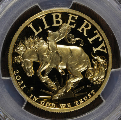 2021-W (PR70) 1 oz High Relief Proof Gold American Liberty $100 PCGS FS - Bronco