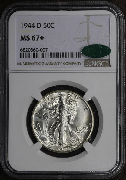 1944-D (MS67+ CAC) Walking Liberty Half Dollar 50C NGC - Superb Gem