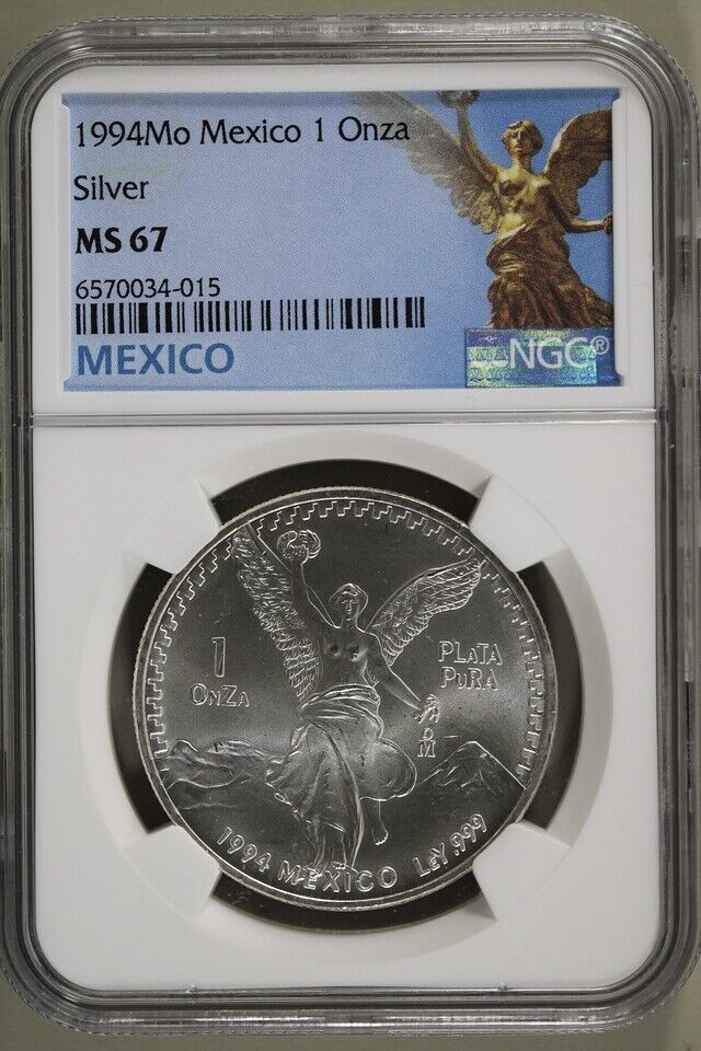 1994-Mo Mexico 1 oz Onza Silver Libertad NGC MS67