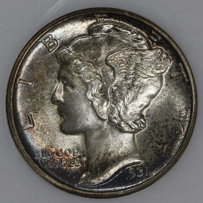 1931-D (MS65FB CAC) Merucy Dime 10C NGC - Better Date