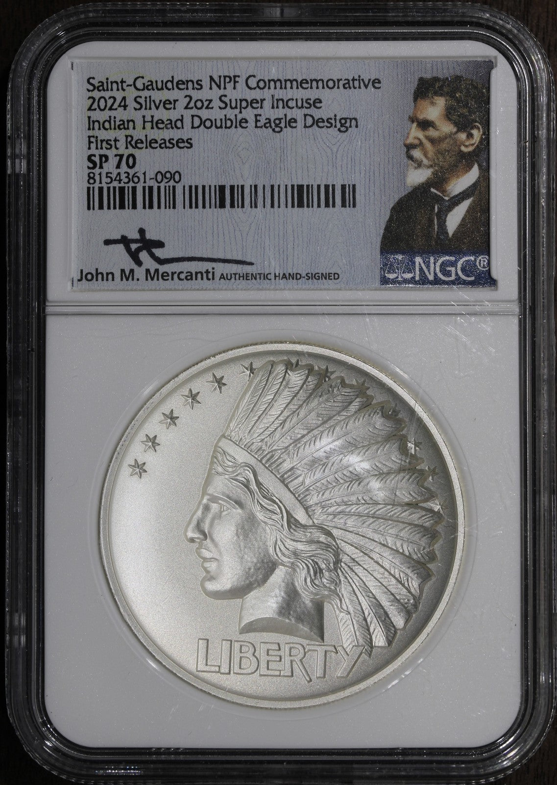2024 (SP70) Saint Gauden's 2 oz Silver Commemorative NGC - Super Incuse
