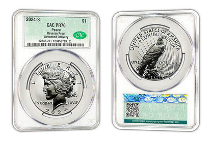 2024 (MS/PR/RP70) 6-Coin Set $1 Morgan/Peace Dollar CAC/CACG AD Advance Delivery