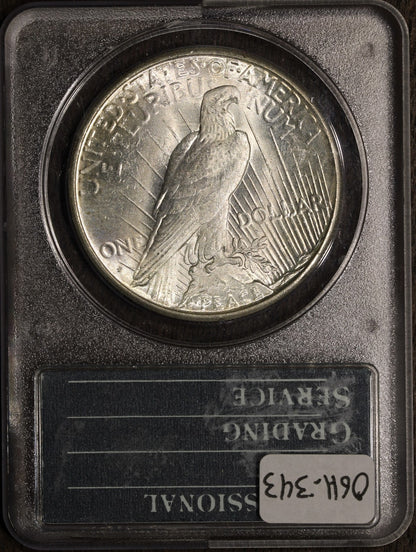 1925-S (MS62) Peace Silver Dollar $1 PCGS OGH Rattler - Better Date