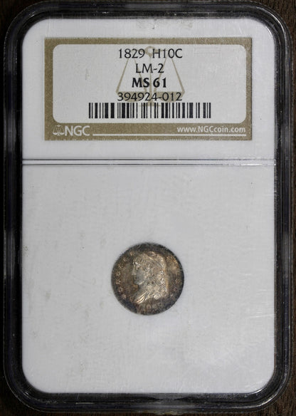 1829 (MS61) Capped Bust Half Dime H10C NGC - LM-2