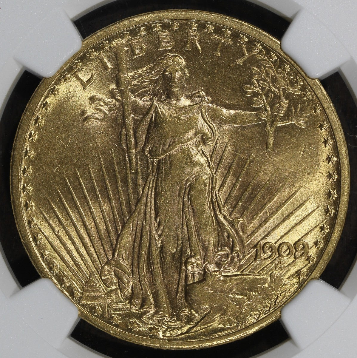 1909/8 (MS61) Saint Gauden's Gold Double Eagle $20 NGC - St. Gaudens