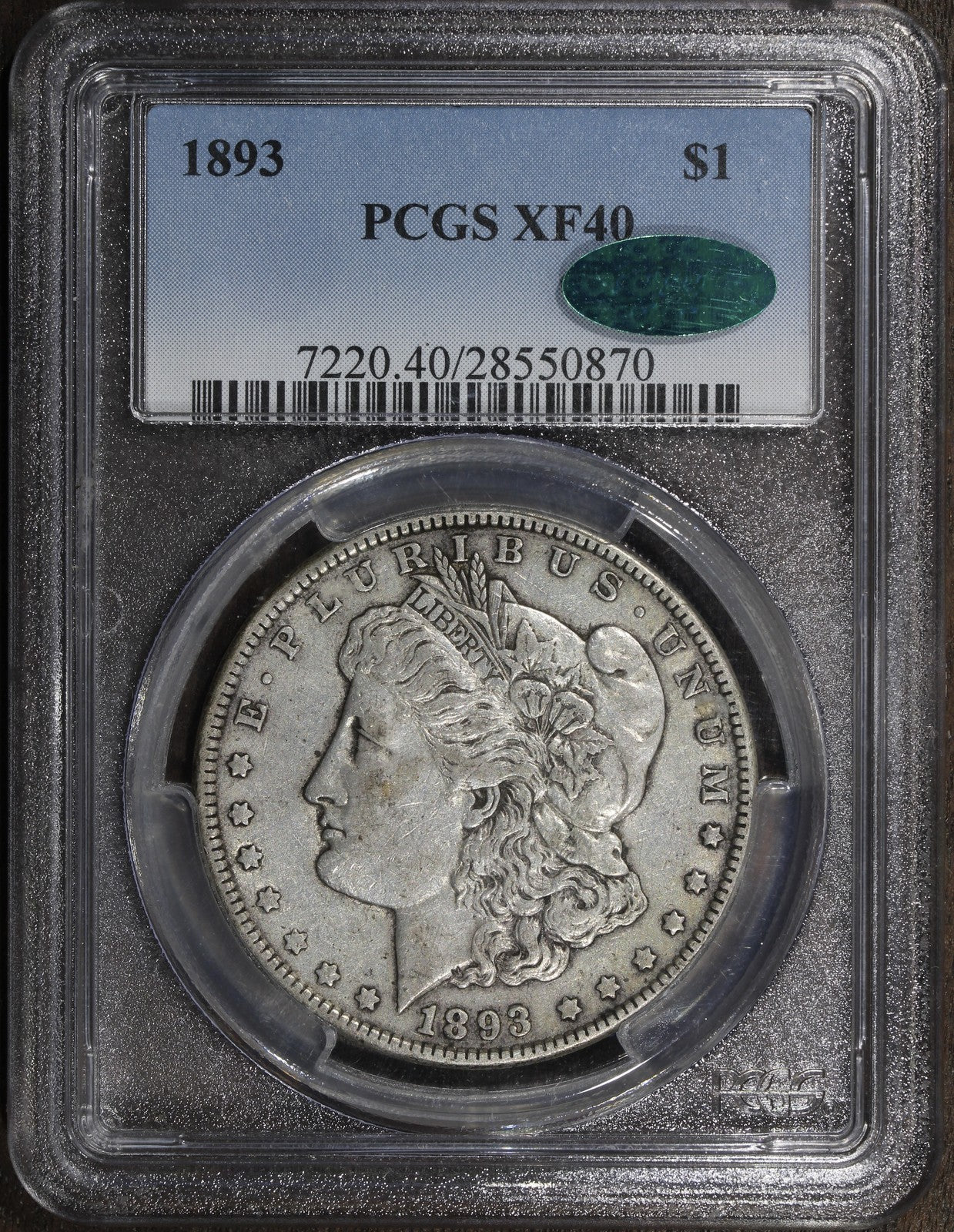 1893 (XF40 CAC) Morgan Silver Dollar $1 PCGS - KEY Date