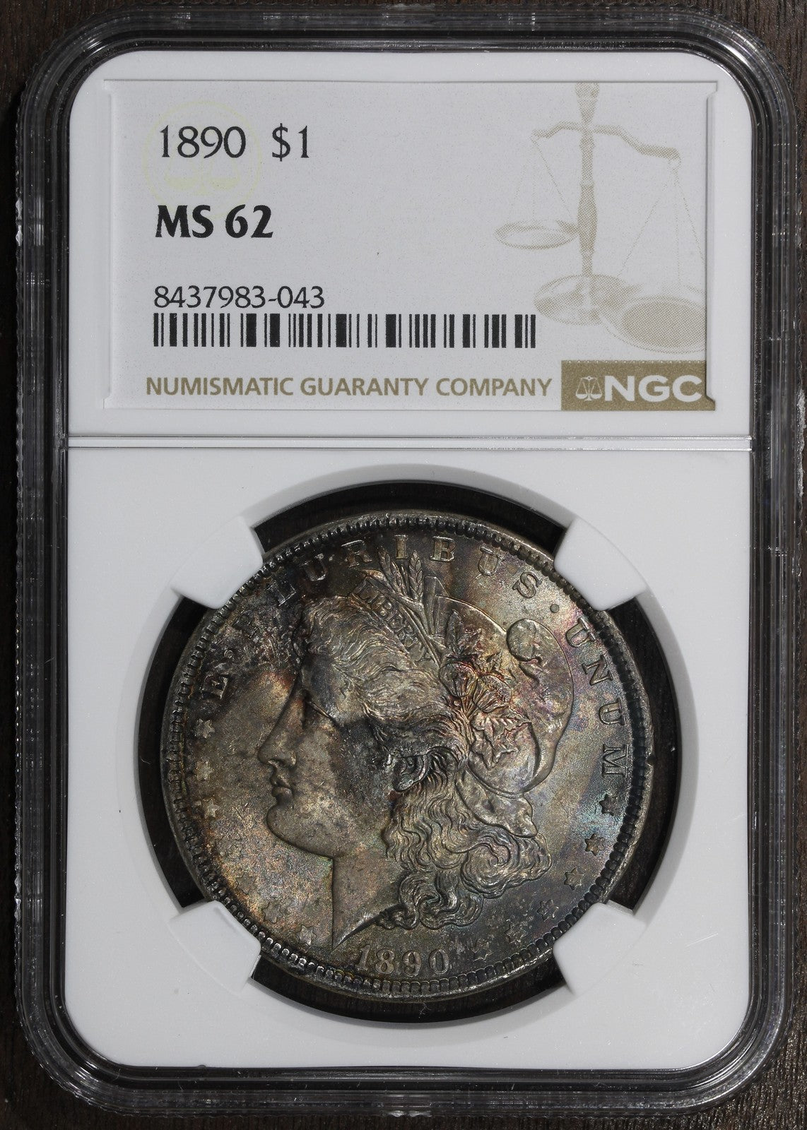 1890 (MS62) Morgan Silver Dollar $1 NGC - Great Toning
